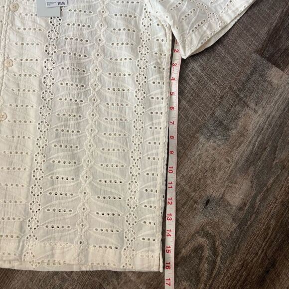 Jason Wu Cream Eyelet Button-Down Shirt Size Medium - Picture 6 of 8
